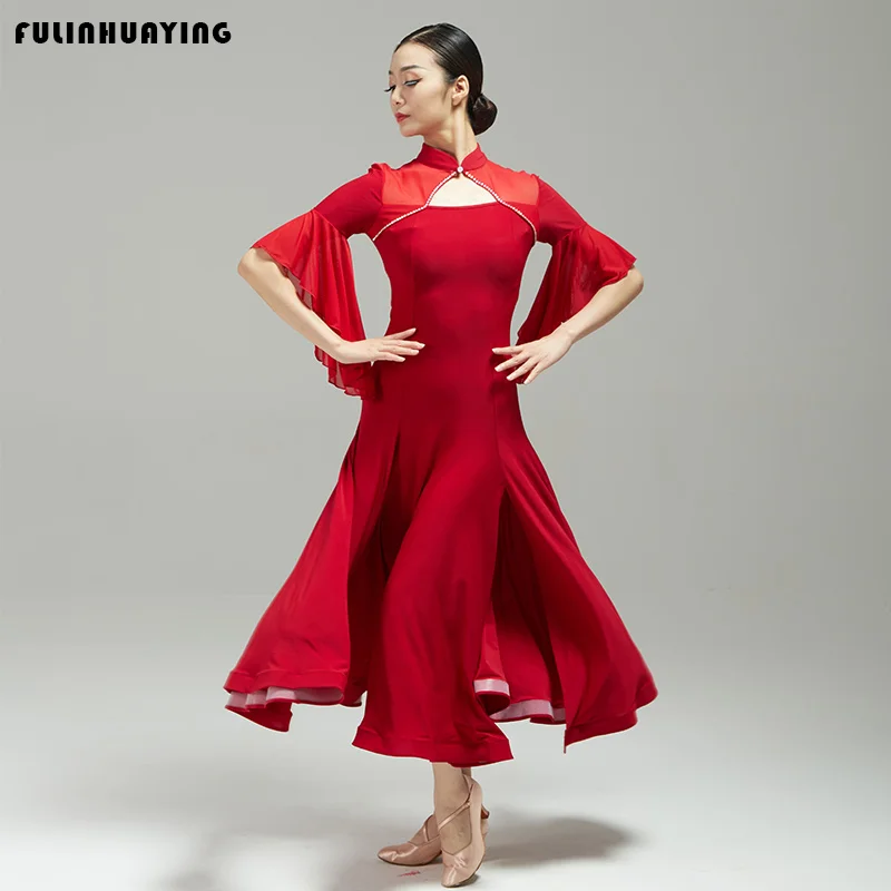 

Новое стильное и элегантное платье для вечеринок 2026: современный костюм для бальных танцев (валс, фокстрот), сексуальный наряд с воротником-стойкой для выступлений и тренировок