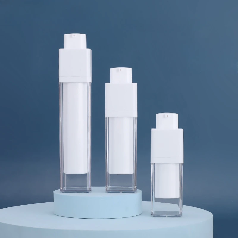 

1Pcs15ml--50ml Airless Scent Pump Bottles Frosted Clear Square Lotion Spray Bottle Empty Travel Cosmetic Dispensers Containers