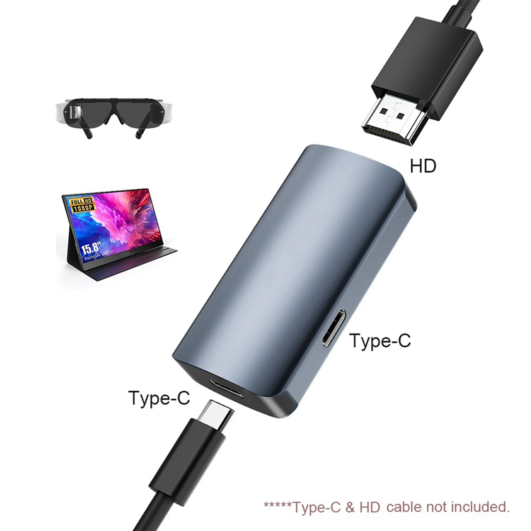 

Конвертер MAHA 2X HDMI в Type-C, 4K60HZ, совместимый с RayNeo, XREAL Air, Rokid Air, Switch Base, Steam Deck Base