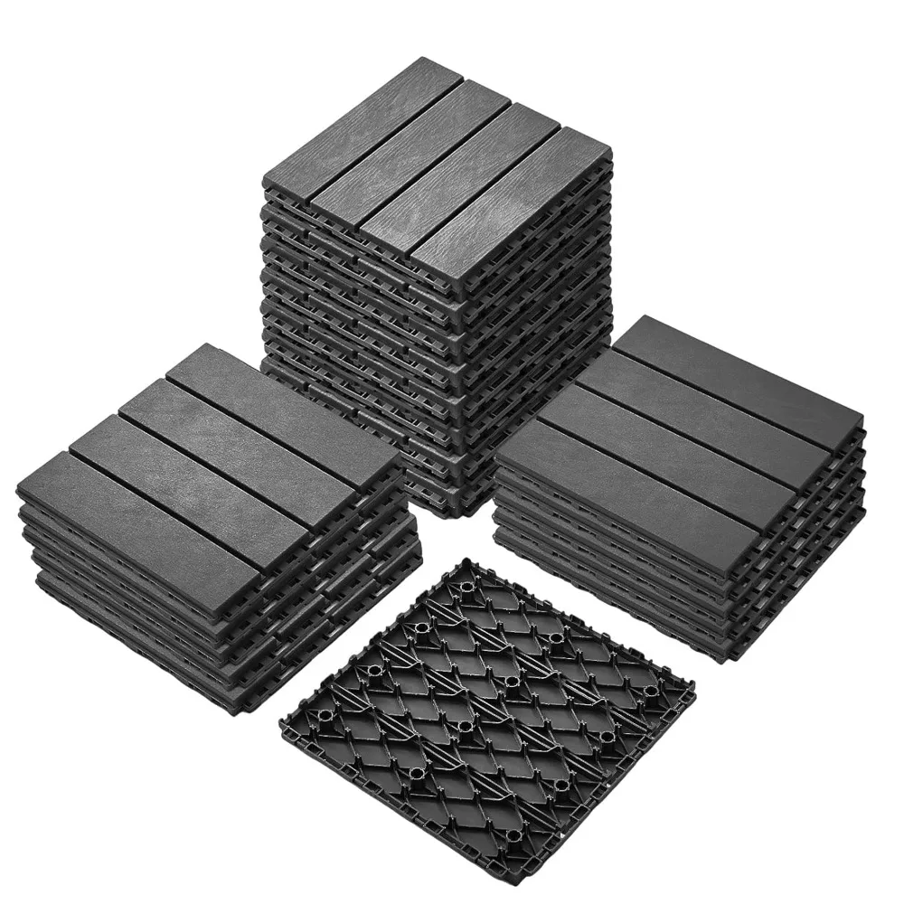 

Outdoor Flooring 38 sq. ft Interlocking Deck Tiles, 12" x 12" 38pcs All Weather Plastic Decking Tiles for Patio Balcony Backyard