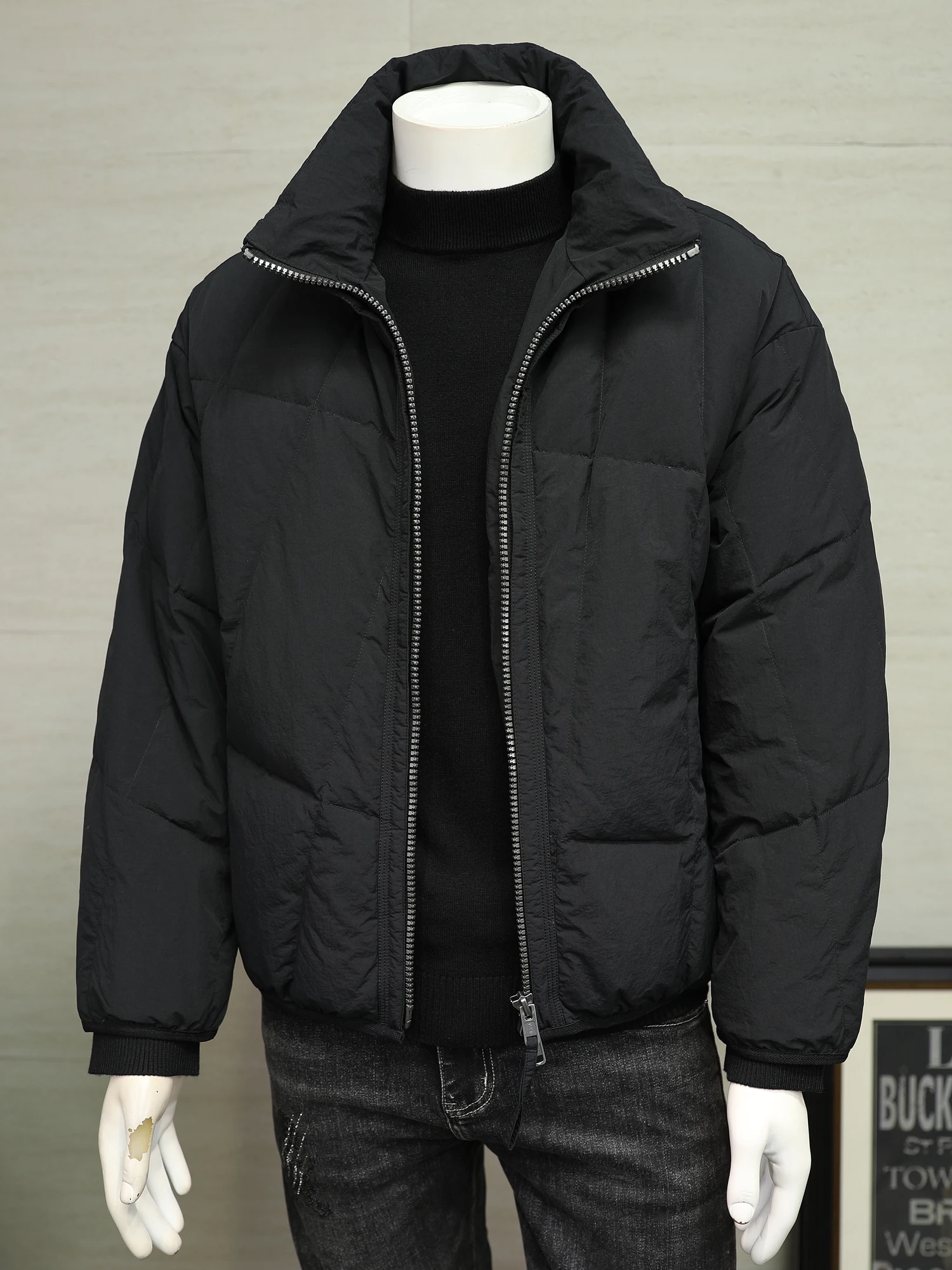 

Новая зимняя мужская легкая пуховая куртка с воротником-стойкой, повседневная городская модная теплая куртка с простым дизайном