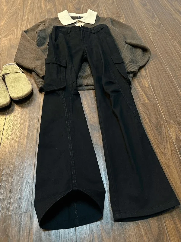 

Мужские брюки Bla Cleanfit Carpenter, джинсовые брюки в американском стиле ретро, прямые расклешенные брюки, осенне-зимняя повседневная одежда