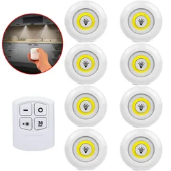 LED Light Wireless Remote Control Night Light 3W Super Bright COB Under Cabinet Light Dimmable Wardrobe Lamp Home Bedroom Closet