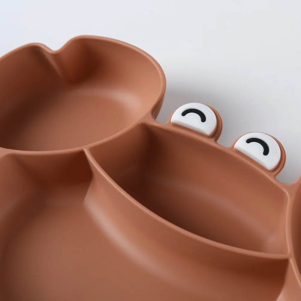 

Портативные детские силиконовые миски в виде краба на присоске, гибкая водонепроницаемая детская обеденная тарелка с отделением, легкая вес с героями мультфильмов