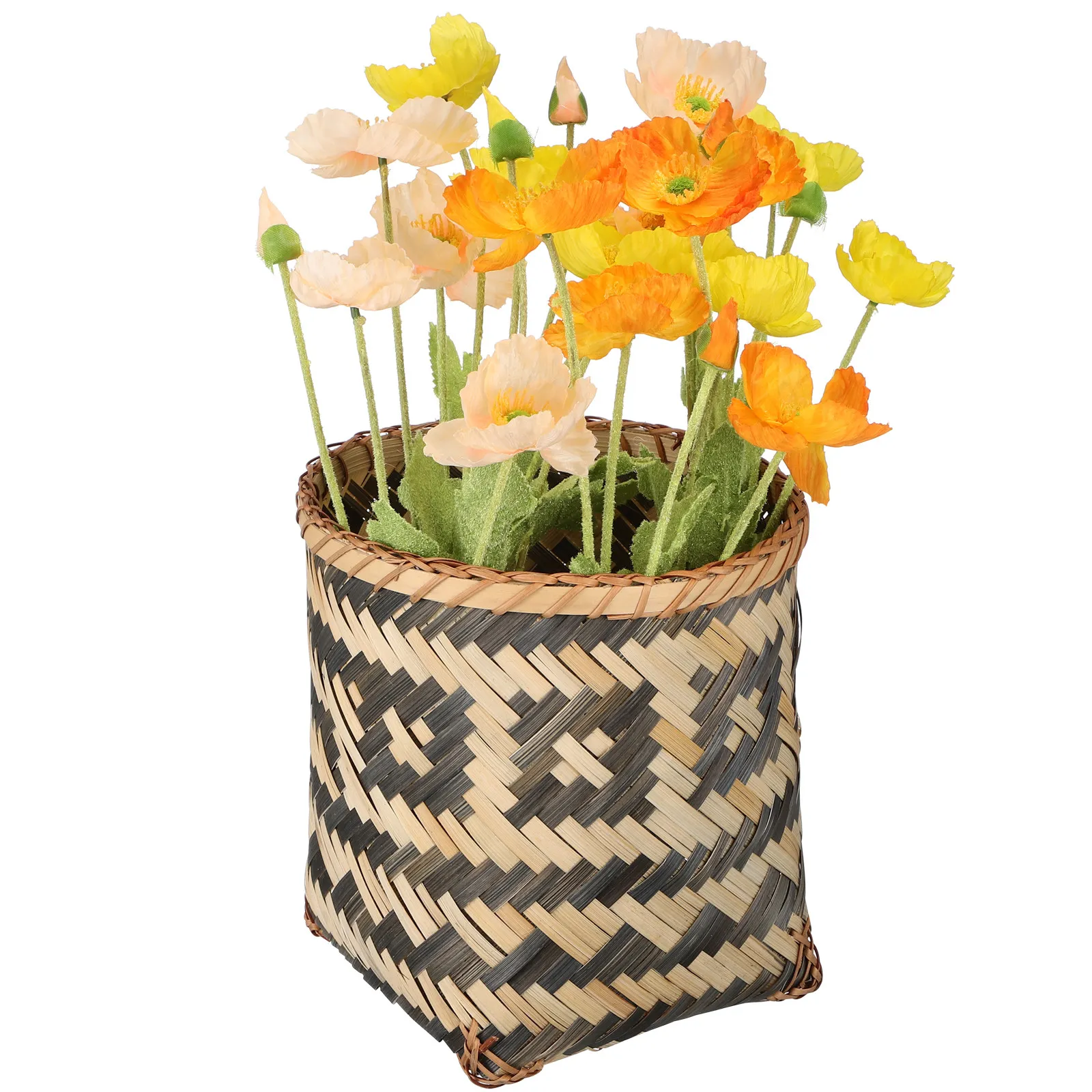 

Плетеная бамбуковая корзина для мусора с гладкими краями, без крышки, для удобного использования на кухне, в спальне, кабинете, для декоративных мелочей