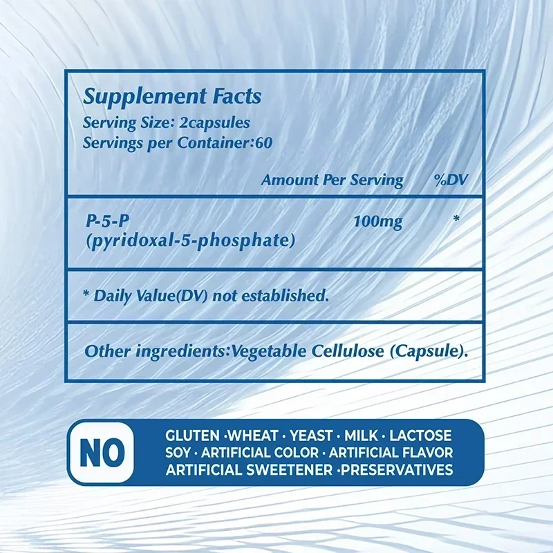 Pyridoxal-5-Phosphate (Vitamin B6) - Supports Healthy Nervous System and Brain Function, Enhances Memory, and Improves Immunity