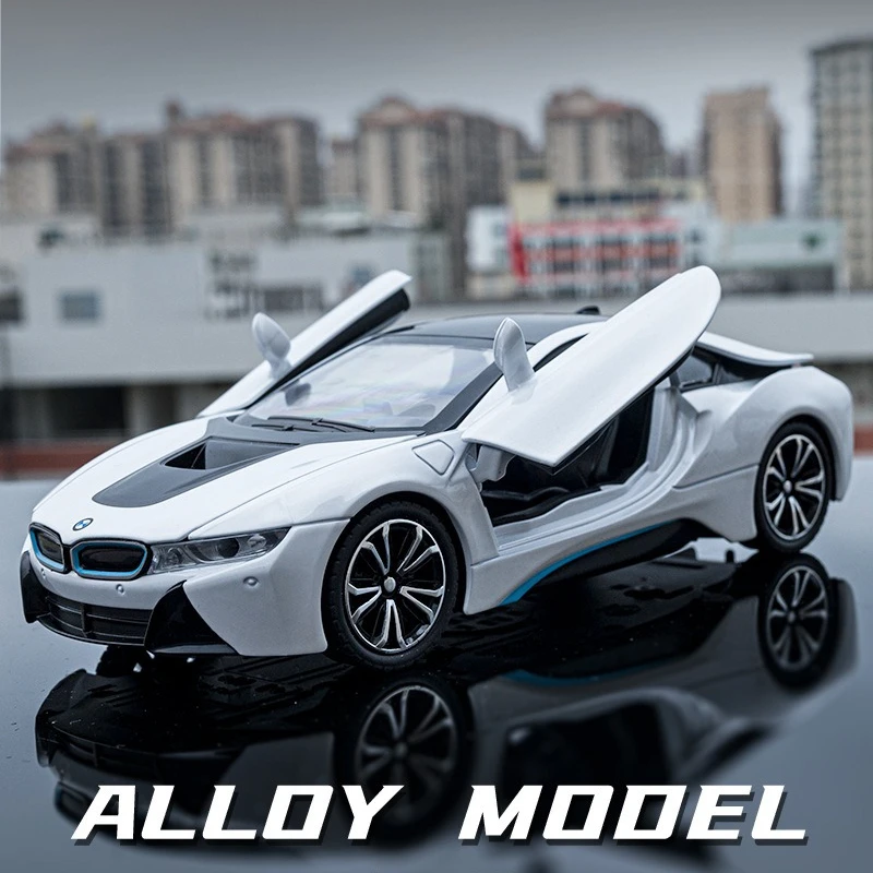 

Масштабная модель суперкара I8 из сплава 1:22, высокодетализированная, литая, коллекционная, игрушка-машинка, подарок для детей, украшение для интерьера/рабочего стола