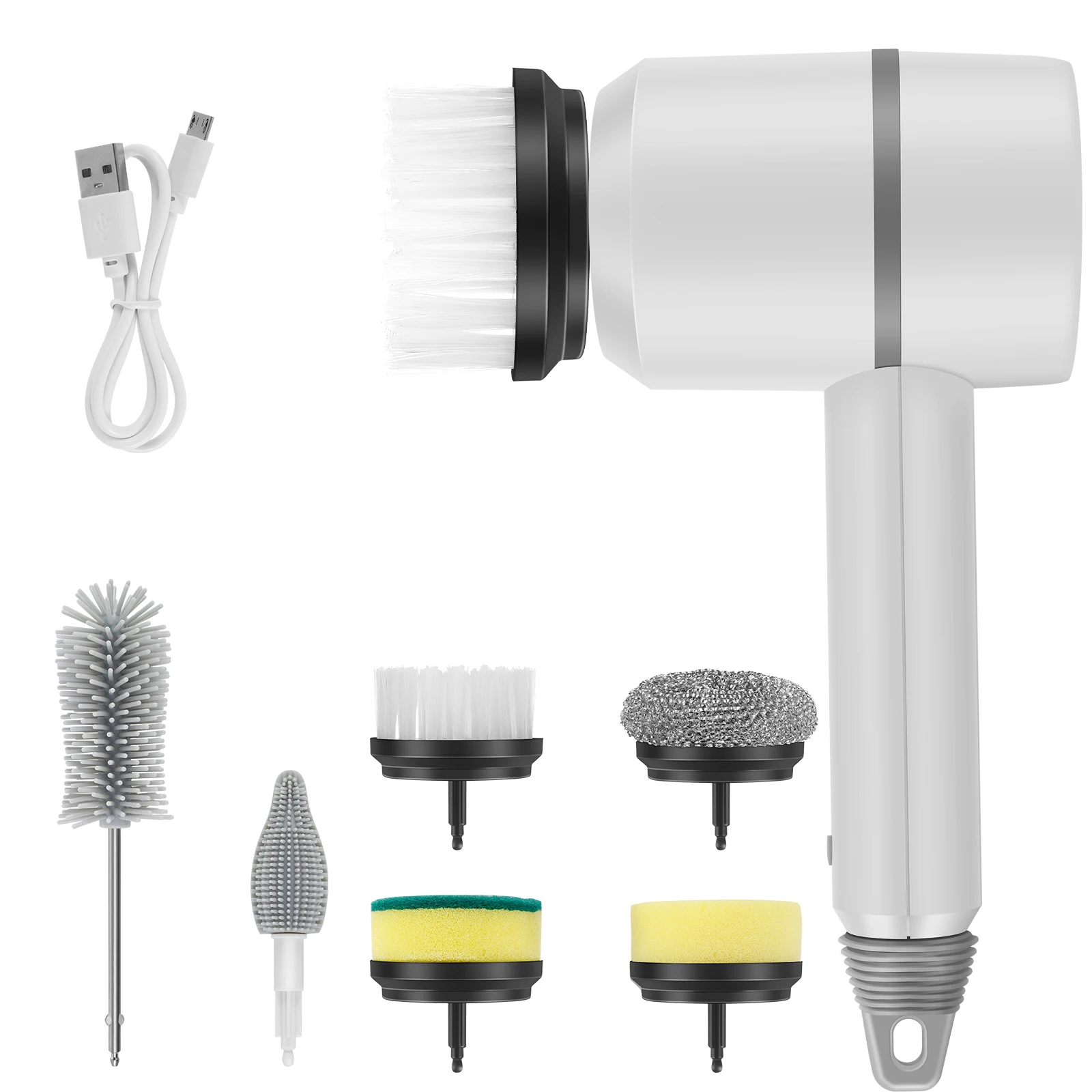 Electric Spin Scrubber with 6 Brush Heads 1200mAh Electric Rotary Brush Scrubber 3 Adjustable Speeds Electric Brush Cleaner Tool