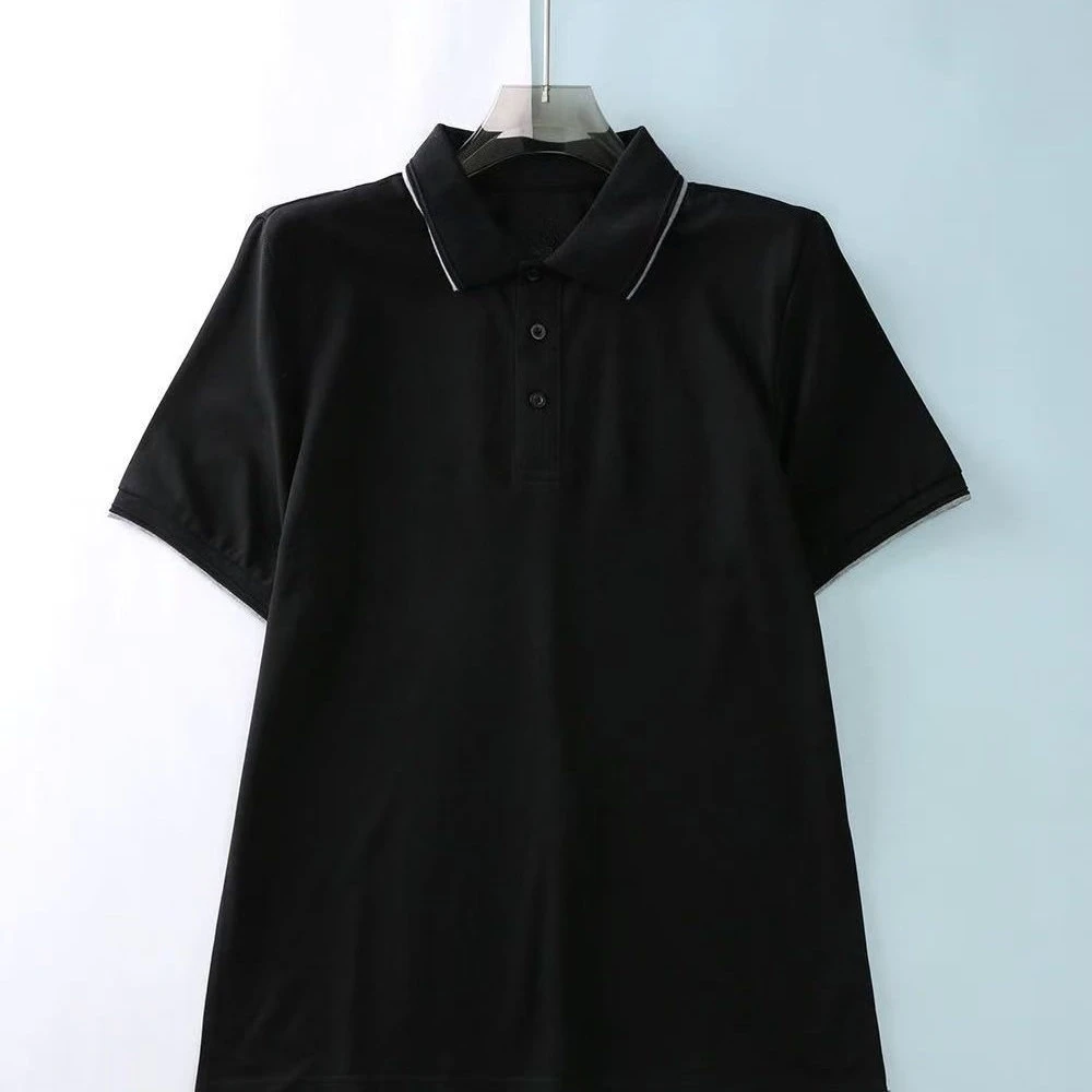 Italian old money BC gentleman pearl knitted cotton lapel embroidered short-sleeved POLO shirt
