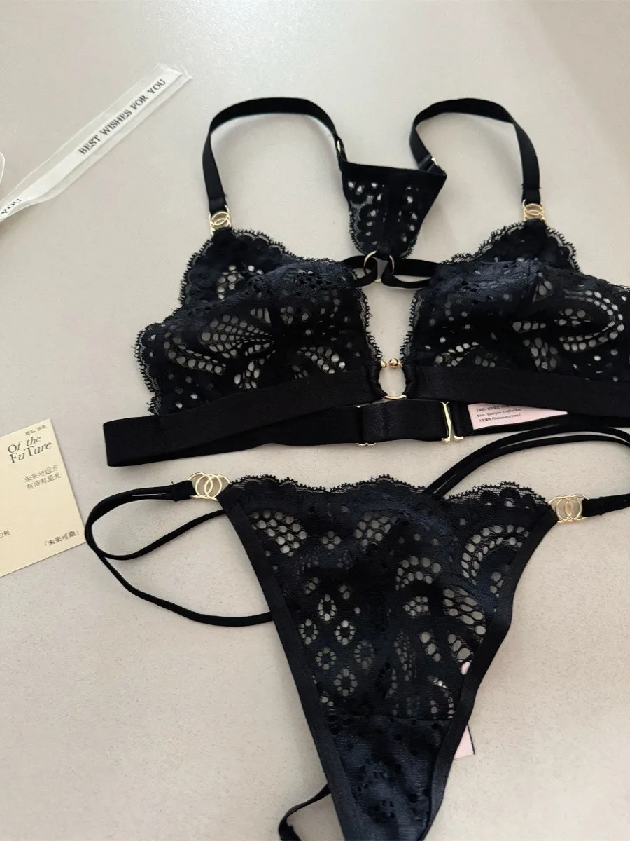 

Half a cup of French lace lace girl bow underwear, sexy lace bra set, European and American style