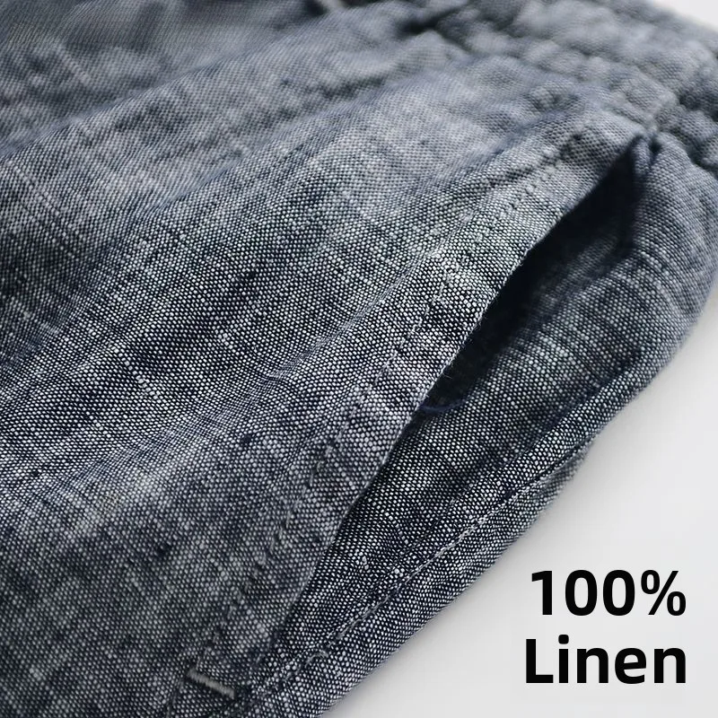 

Cotton Linen Men's Casual Pants Loose Straight Leg Long Trousers Summer High End Thin Men's Long Pants Casual Style
