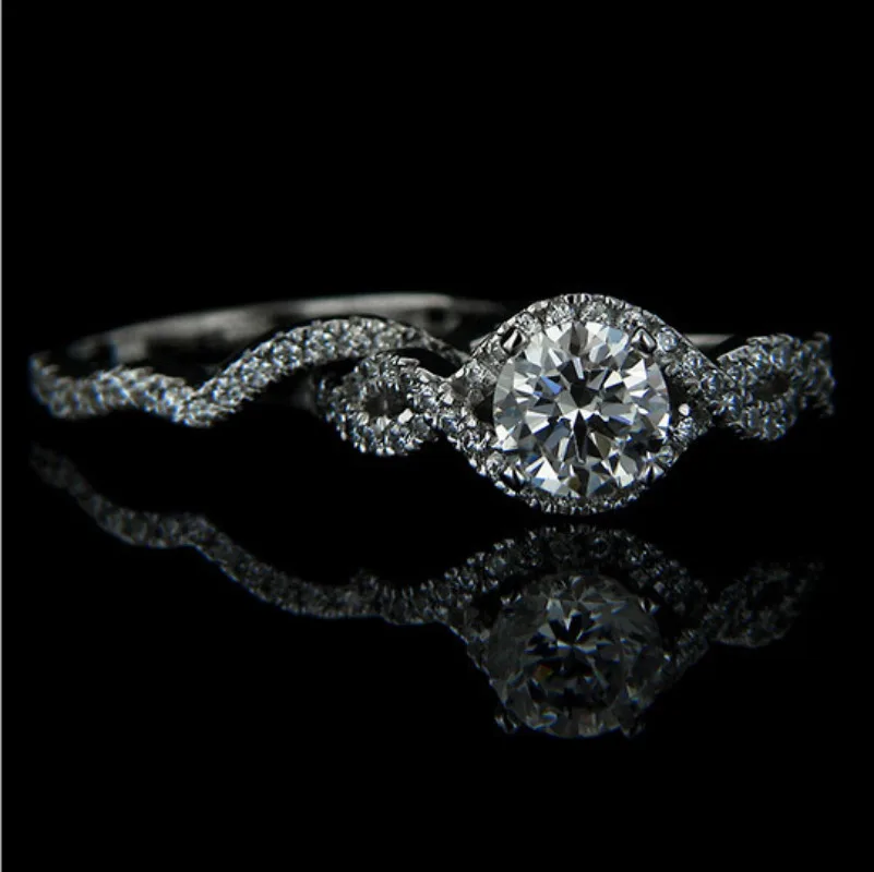 

Handmade Lab Diamond Ring Set White Gold Wedding Band Rings for Women Men Engagement Promise Party Jewelry