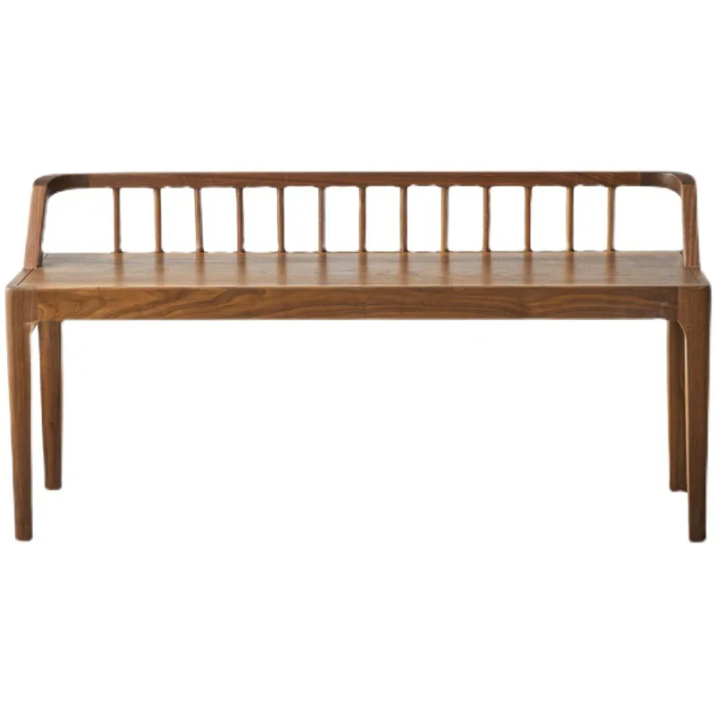 

Nordic light luxury black walnut solid wood bench, bedside stool