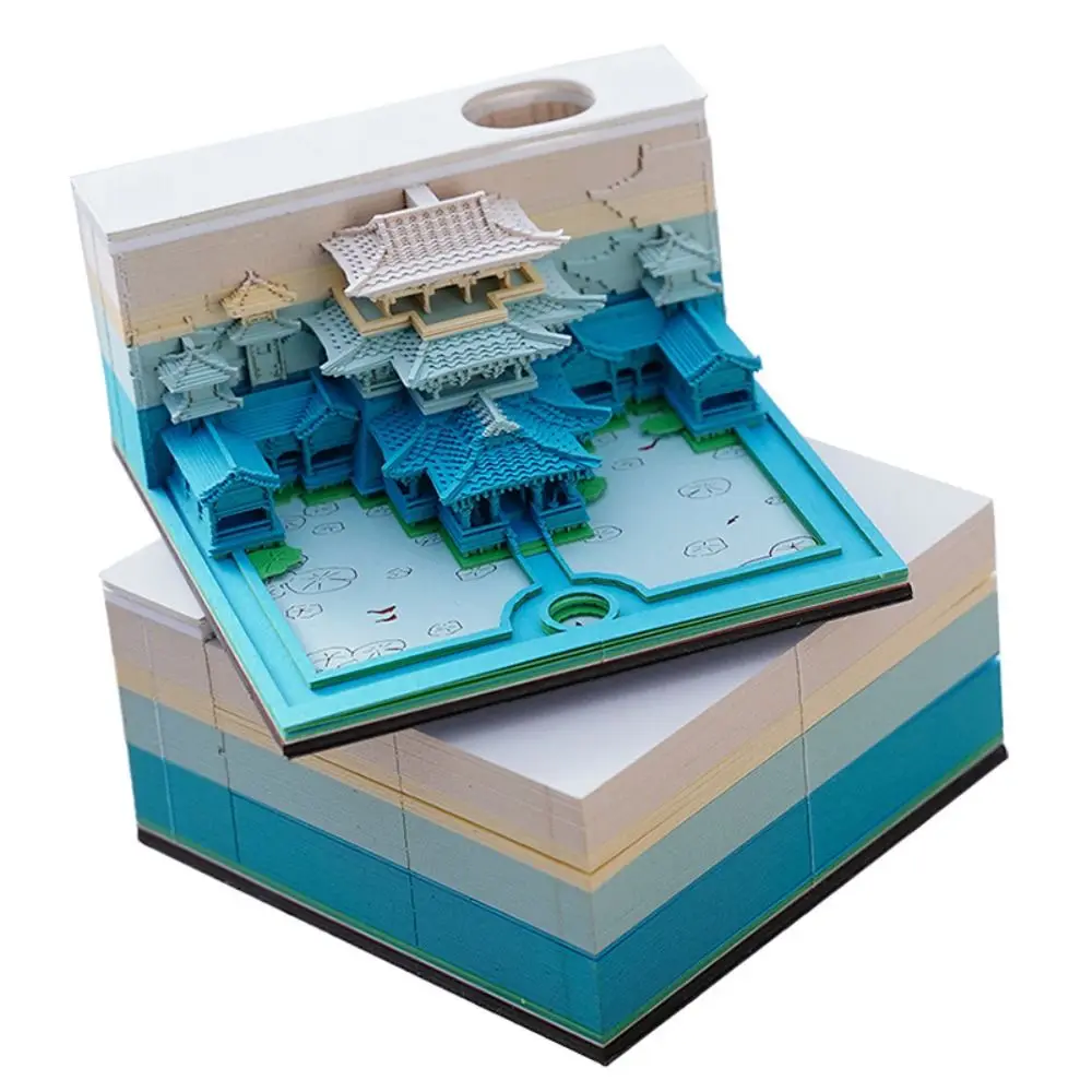 Temple Castle Universe 3D Carving Sticky Notes Post Memos Message Paper Diy Memo Note Paper Adhesive Hand-tear 3D Sticky Notepad