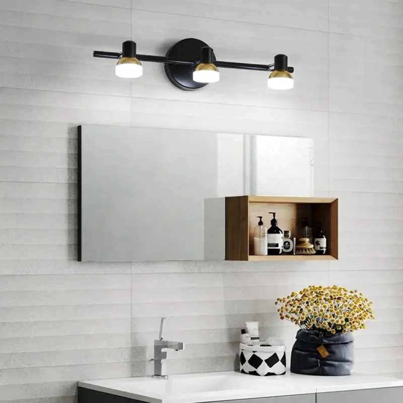 Simple Black Wall Light Bathroom Mirror Front Lights Led American Modern Bedroom Bedside Lamps  Indoor Makeup Room Ceiling Lamp