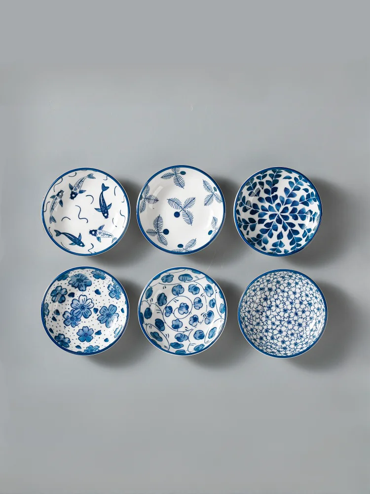 Mini assiette à Sauce en céramique, 6 pièces, assiette à Sauce rétro de Style chinois pour Barbecue, Sashimi, Sushi, soja, collation, assiettes à Dessert aux fruits, vaisselle