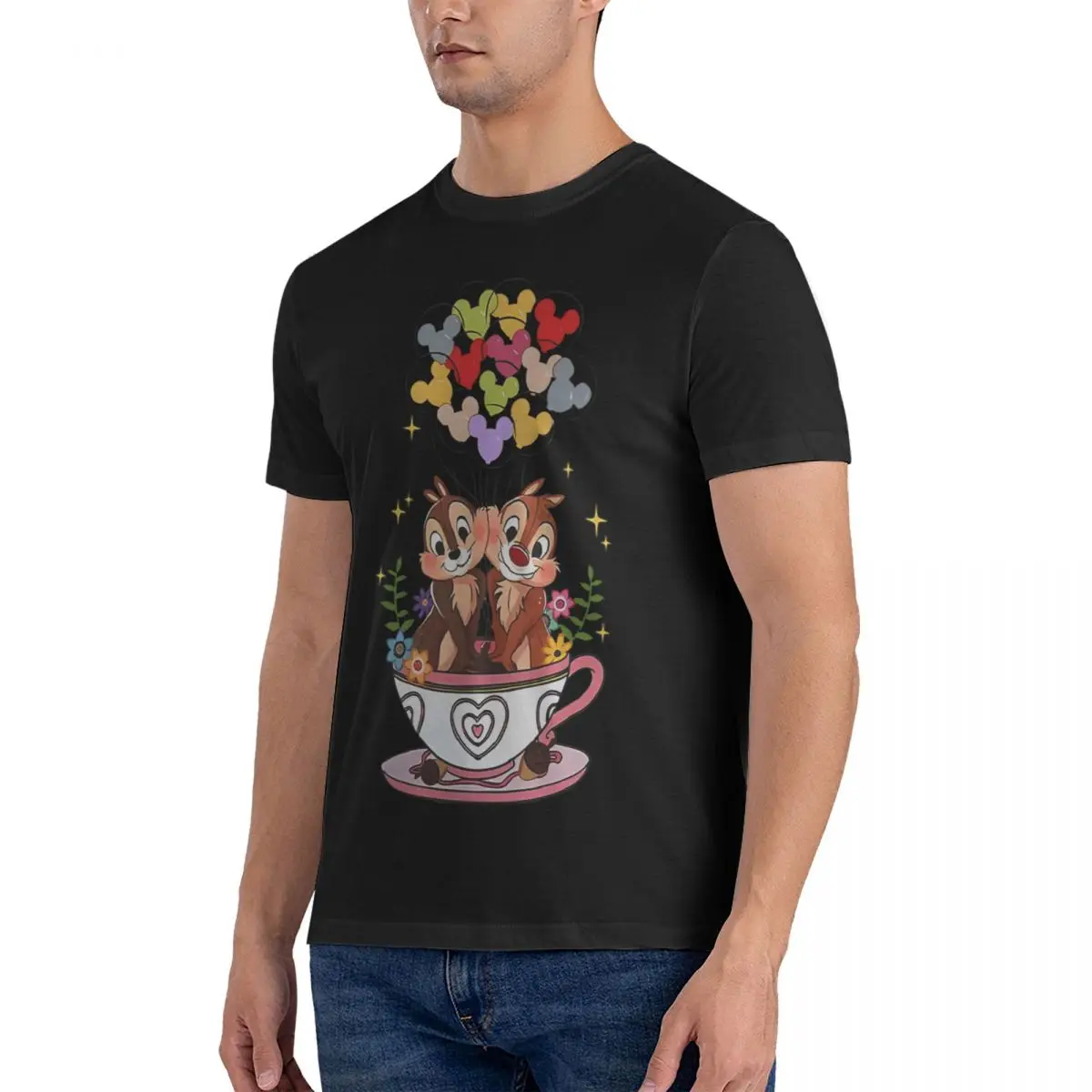 Chip And Dale Fanart Mouse Pad T-Shirt Men Disney Chip 'n' Dale Novelty Cotton Tees Crewneck Short Sleeve T Shirts New Arrival