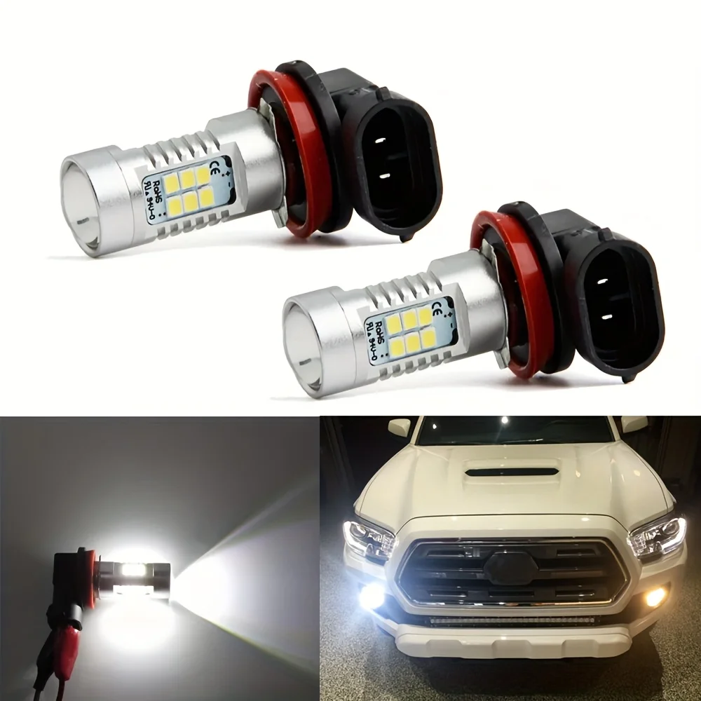2 LED Fog Light Car H8 H11 H16JP 21smd 2835 Chip Light Bulb, 12V Daytime Running Light and DRL, Insert ready to use,