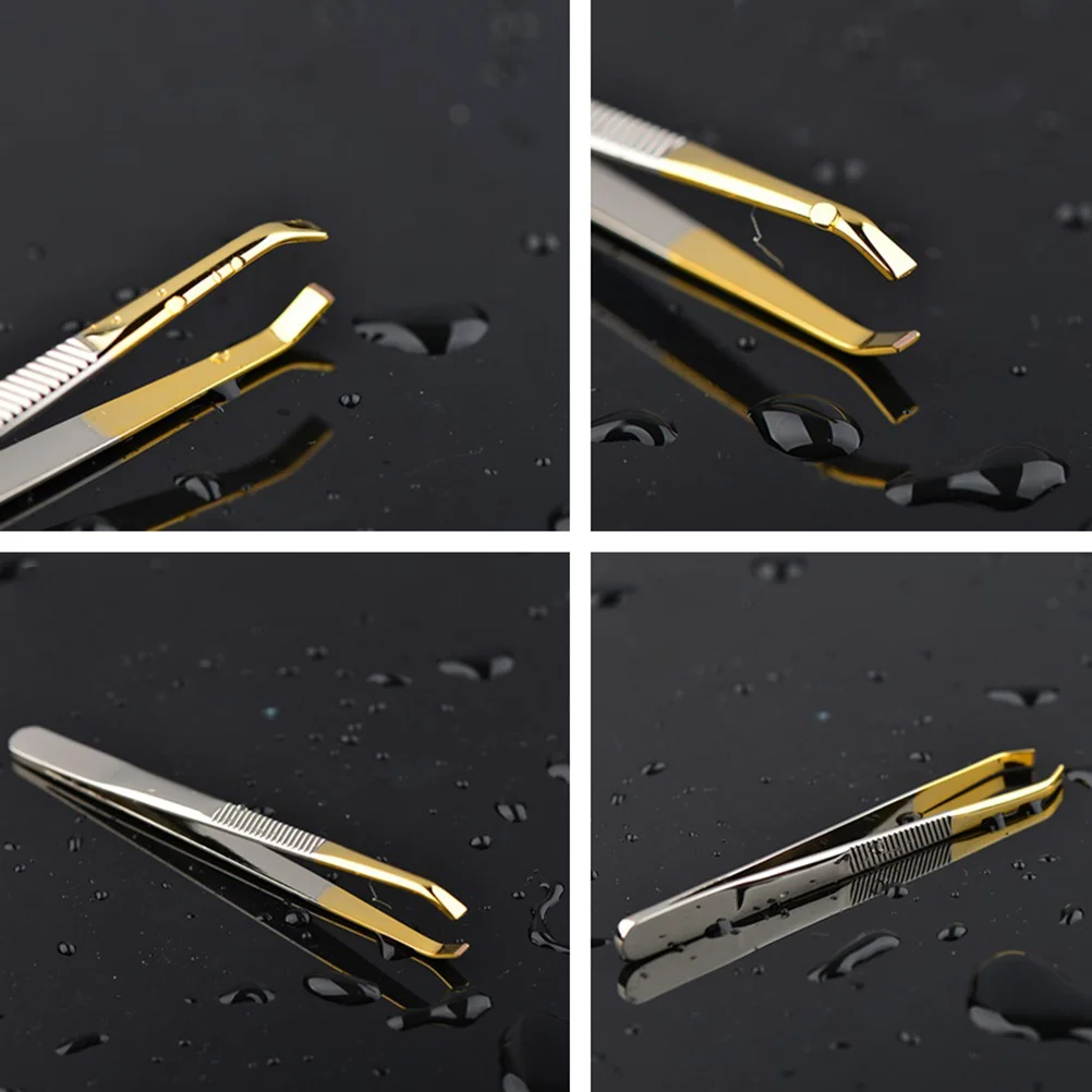 Pince à épiler pour extensions de cils, 1 pièce, pince à sourcils en acier inoxydable de haute qualité avec conception incurvée pour les résultats de maquillage