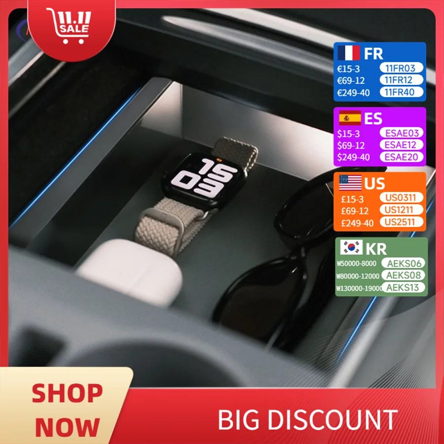 

Central Console Light-Transmitting Storage Box For Tesla Model Y Juniper 2021-2026 Model 3 Highland 2021-2025 Silicone Pad Tray