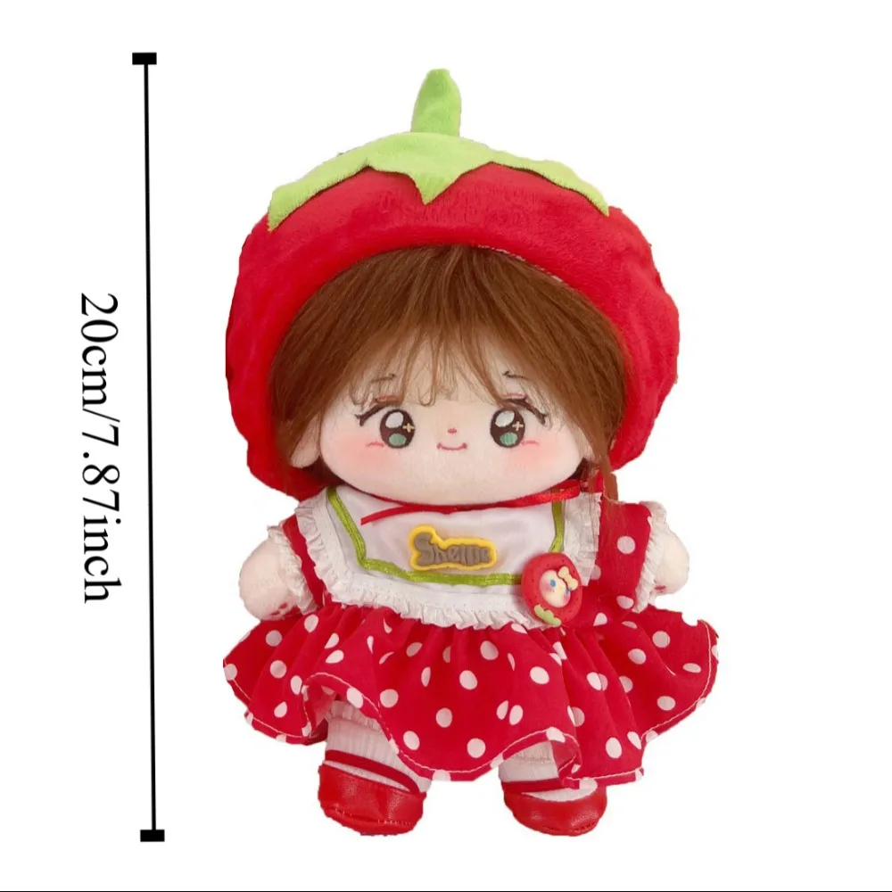 1 zestaw Ubranek dla lalki z bawełny, spódniczka pomidorowa 20 cm, czerwony zestaw, kapelusz owocowy, ubranka dla lalek z bawełny, modne ubranka dla mini lalek, prezent dla dzieci