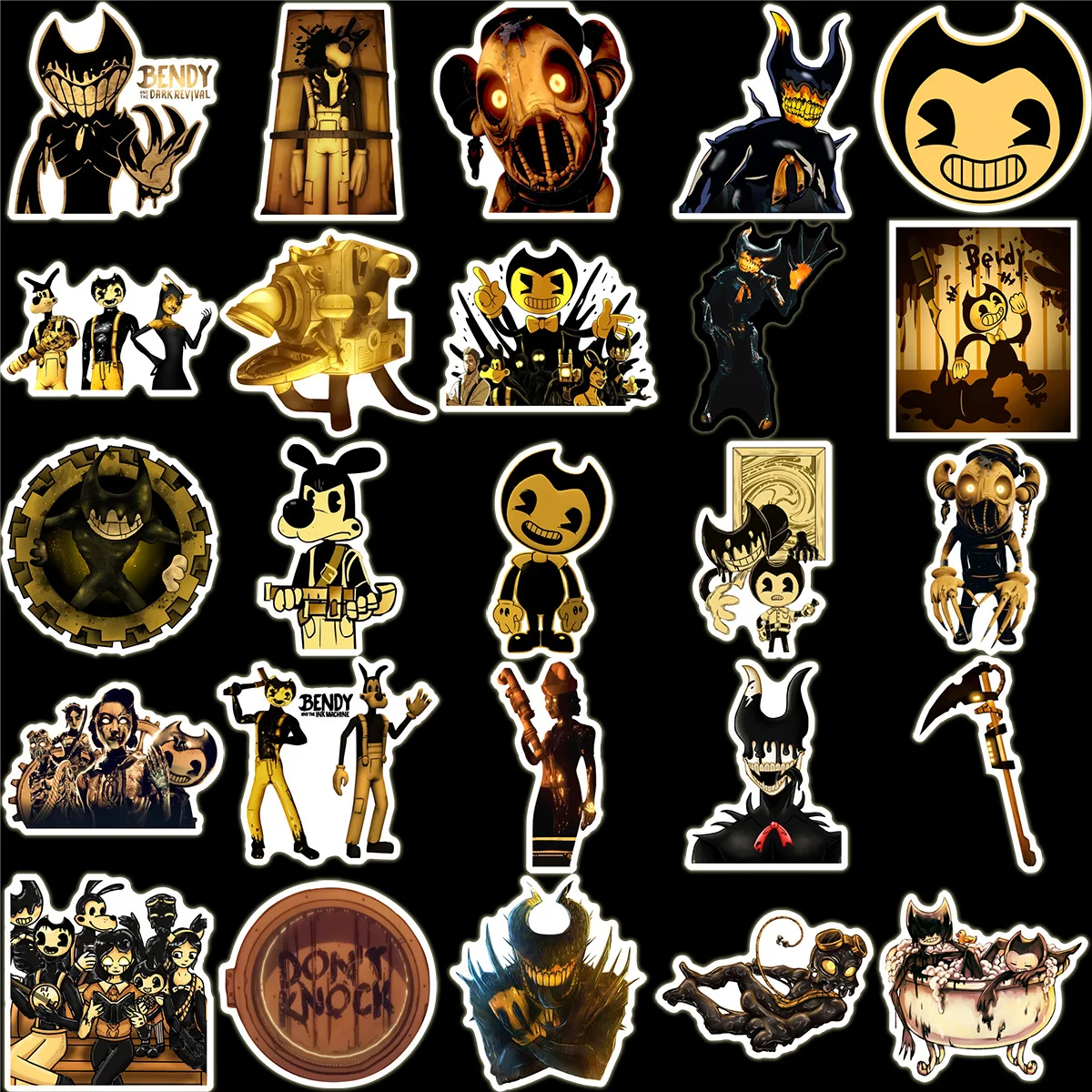 50Pcs Game Bendy and The Dark Revival Stickers Graffiti for Laptop Skateboard Luggage Phone Sticker Waterproof Kids Toys Gift