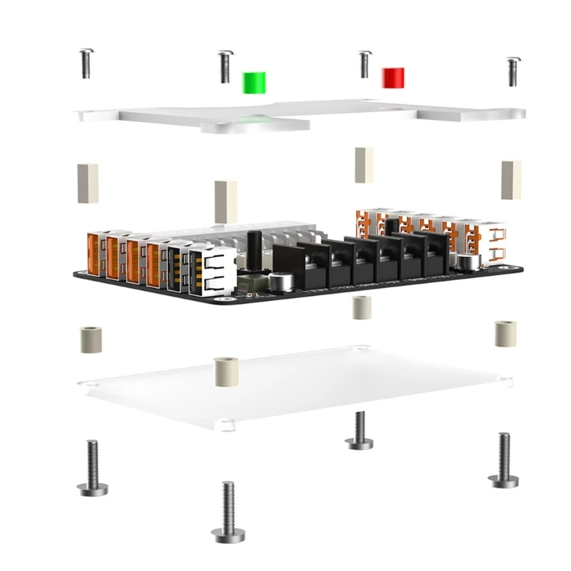 24Pin To 12Port USB Power Supply Adapter Board Voltages  Display Toggle Switches For Multiple Hard Drives