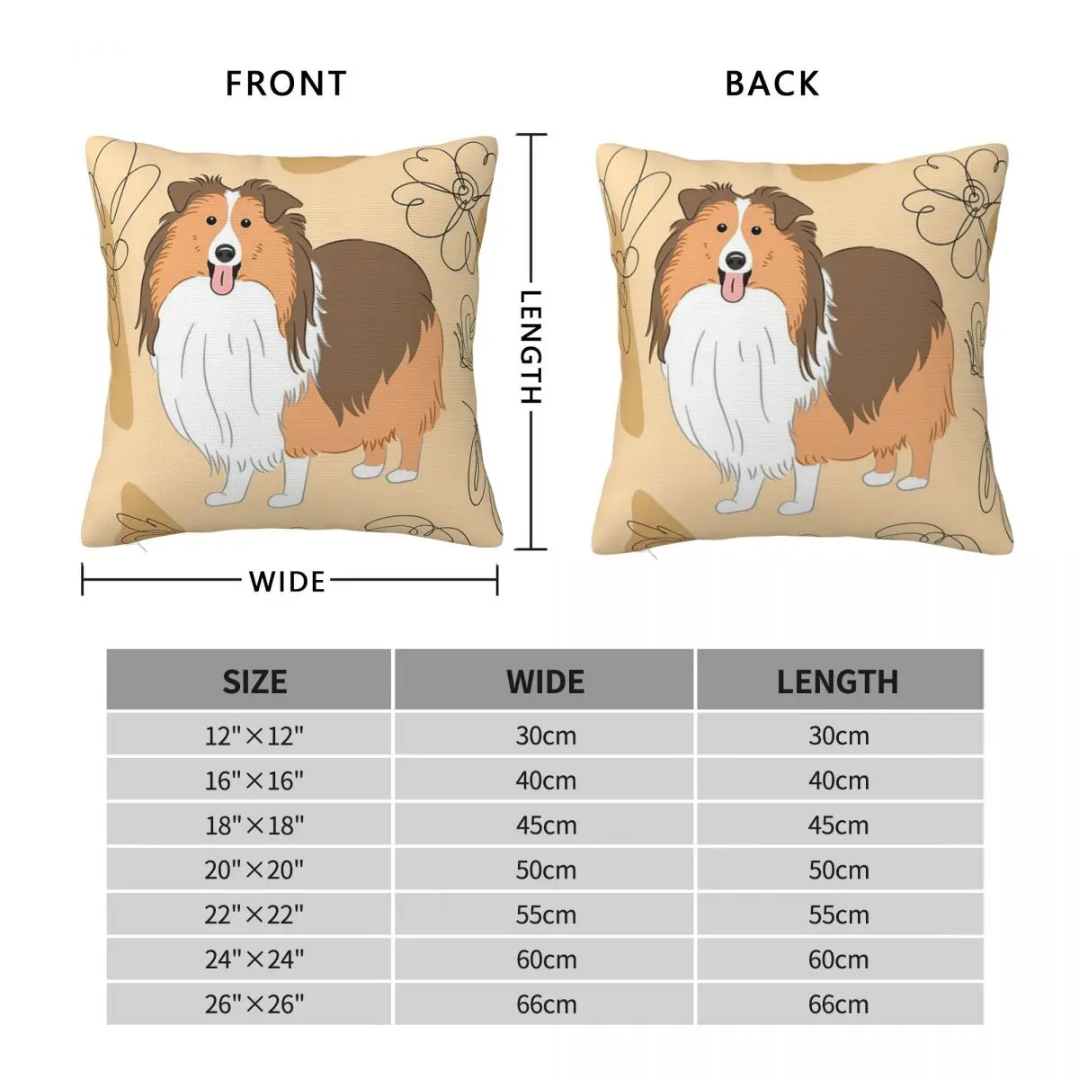 Sheltie Dog (9) Square Pillowcase Pillow Cover Polyester Cushion Zip Decorative Comfort Throw Pillow for Home Bedroom