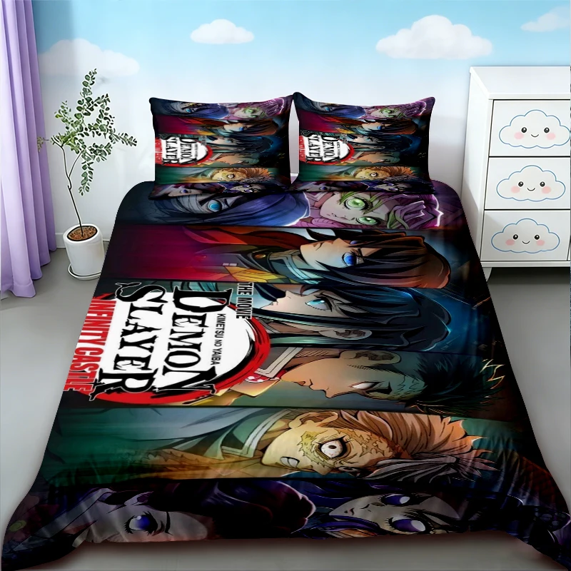 

Duvet Cover Kamado Nezuko Demon Slayer Bedding Set Set Bedspread Pillowcase King Queen Full Single Size Bed Linen Boys Teen Gift