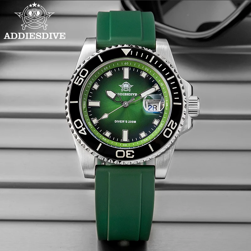 ADDIESDIVE Hot AD2089 Quartz Watches 41mm Rotatable Ceramic Bezel Colorful 200m Waterproof Diver Watch Luminous Men's Watch