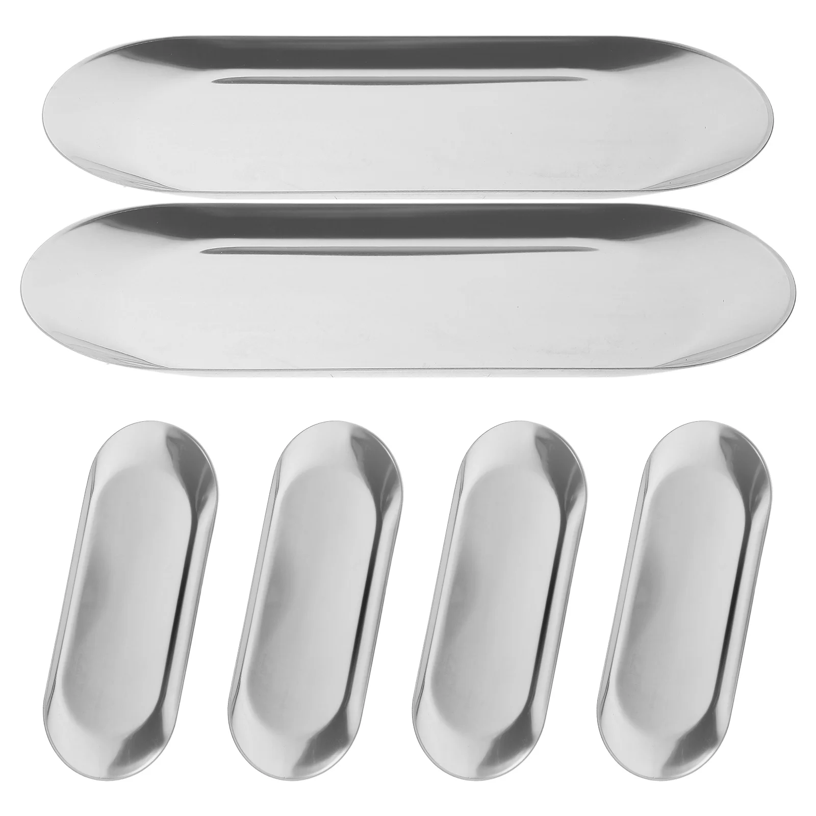 

6 Pcs Multifunction Storage Tray Decorative Jewelry Trinket Dish Earrings Holder Stainless Steel Dining Table