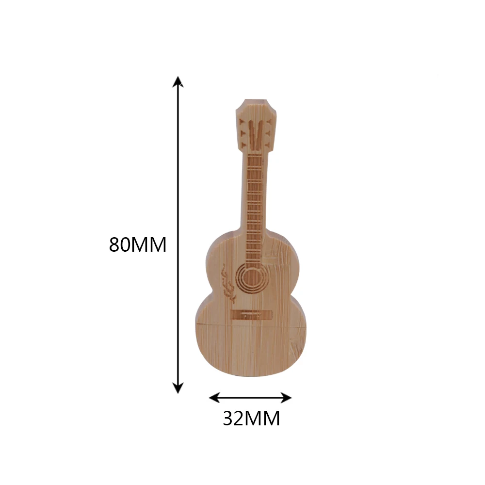 10PCS/LOT Free Custom Logo Pen Drive Guitar Shaped USB Flash Drive Wooden Box Memory Stick Music Pendrive Creative Gift 64G 128G