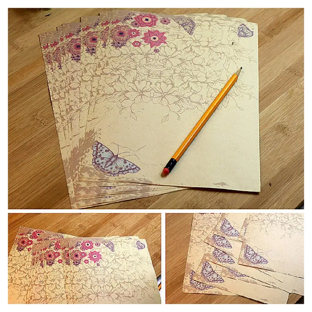 Beautiful  Letter Pad Plant Pattern Jasmine Envelope Letter Paper Pastoral Style Retro Writing Paper for Student