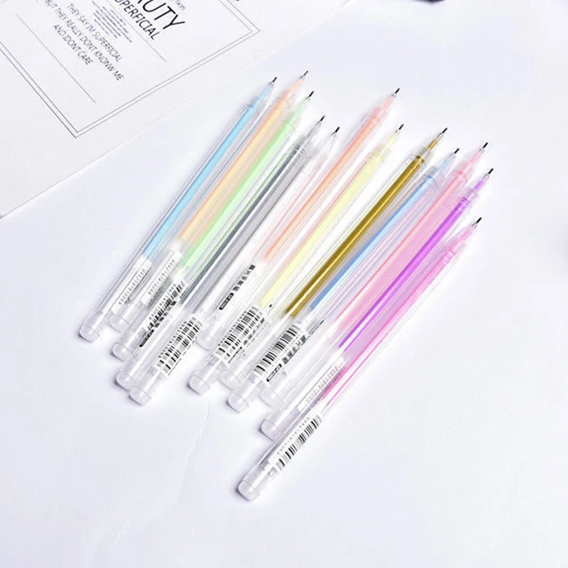 12PCS Colorful Gel Pens Needle Highlighter Pen for DIY Writing Journaling Drawing Stationery Items Back to School Acsesories