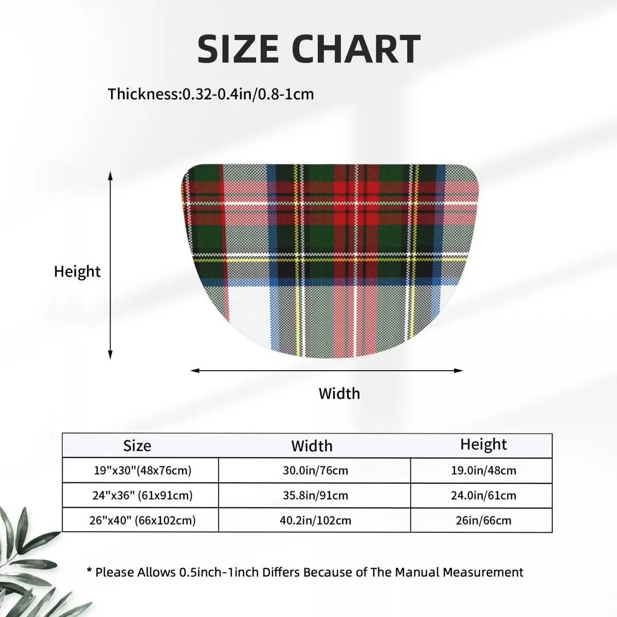 Clan Stewart Dress Tartan Plaid Pattern Flannel Half Round Doormat Non Slip Bathroom Mat Absorbent Floor Carpet for Living Room