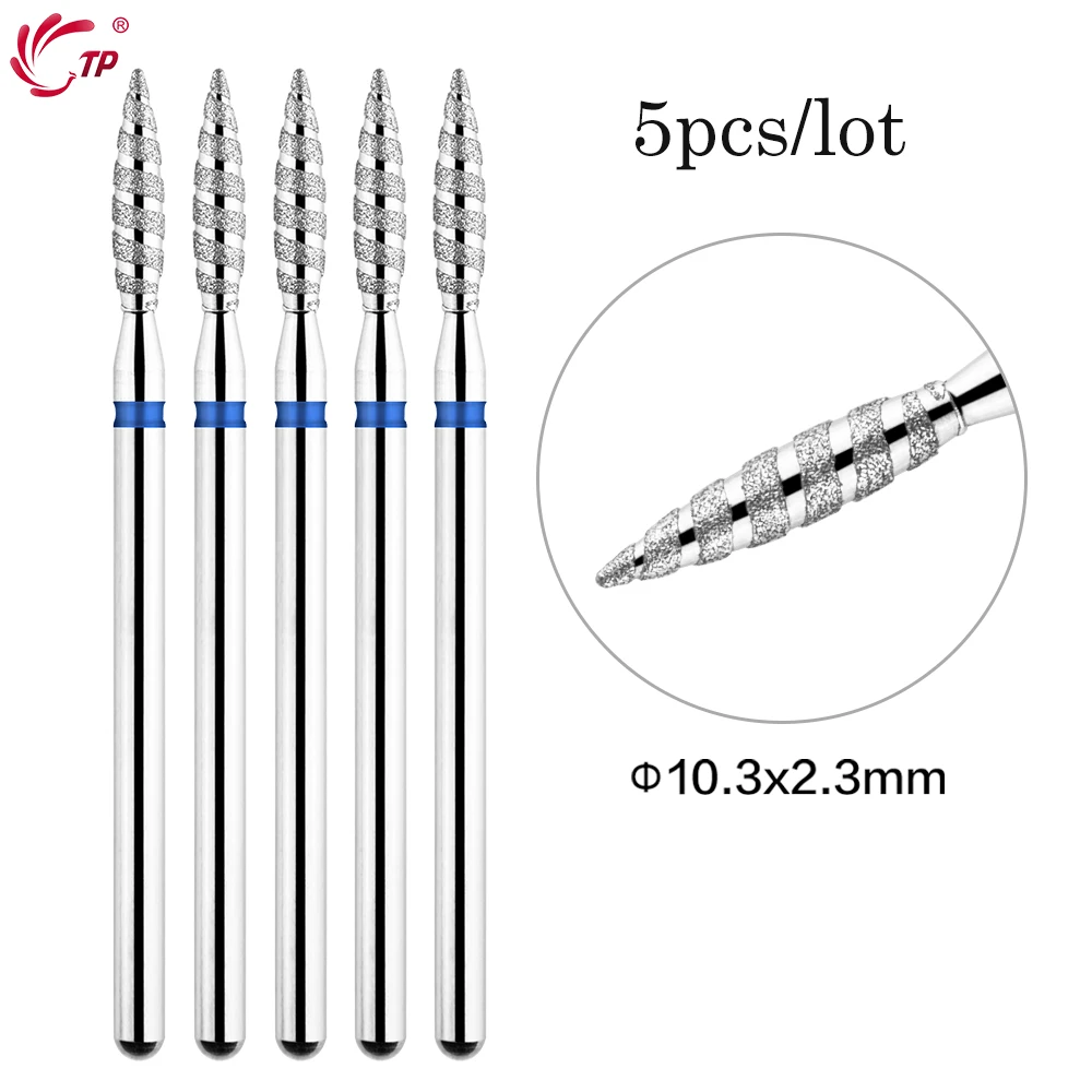 

TP 5pcs/lot Flame Tornado Nail Drill Bits 3/32" Diamond Milling Cutter for Manicure Rotary Nail Bit Cuticle Clean Burr Nail Tool