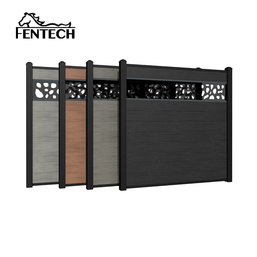 Panel de Cerca Exterior de WPC de 6 Pies, Estilo Moderno, Ecológico, Impermeable, Fácil Instalación, Aluminio Tratado Térmicamente, para Jardines y Hogares