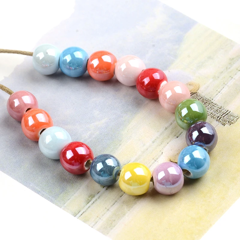 8mm 10mm Multicolor Round Ceramic Beads Porcelain Loose Beads For Jewelry Making Bracelet Necklace DIY Accessories