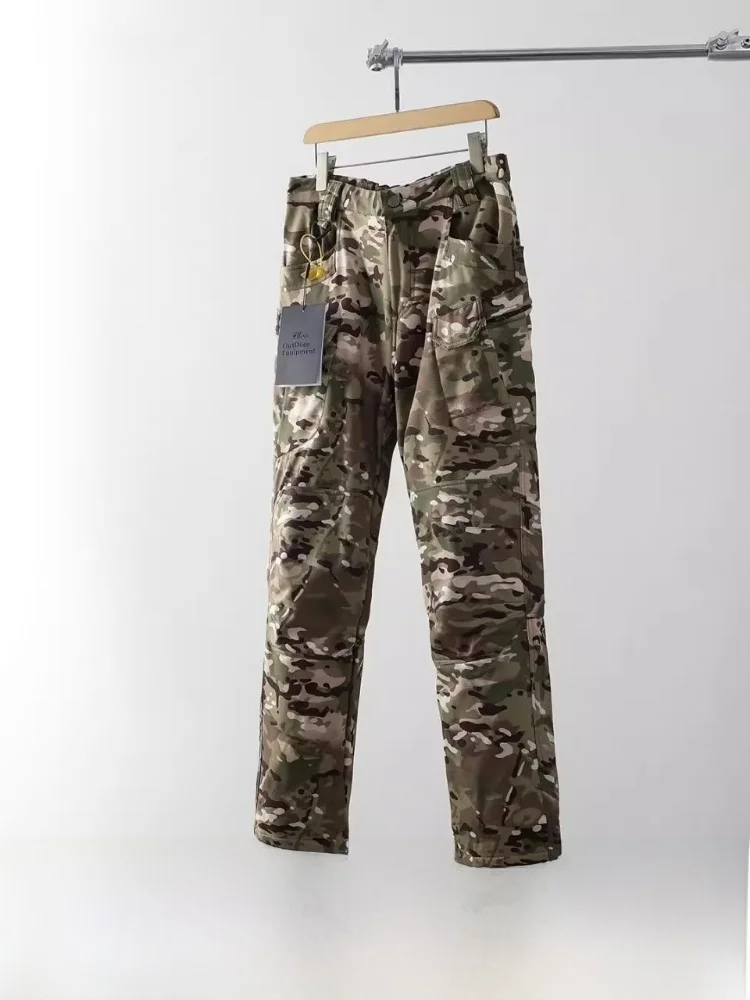 

Tactical Camouflage Fce Lined Soft ell Outdoor Men's Casual Pants Winter Warm Straight Leg Trousers Casual Cargo Pants