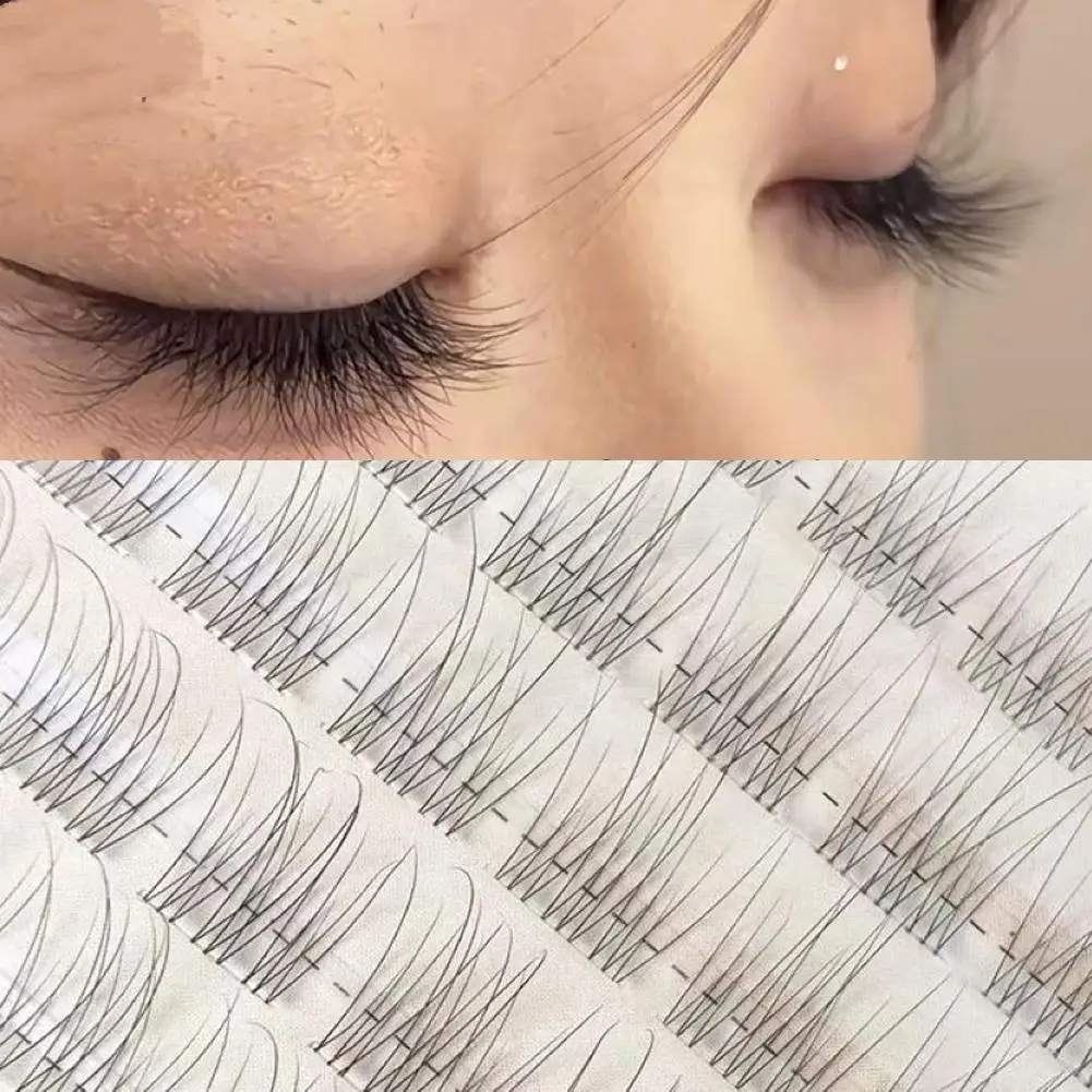 glue-free fishtail false eyelashes Cluster Natural Volume Thick Self-adhesive Eyelashes Extension Makeup