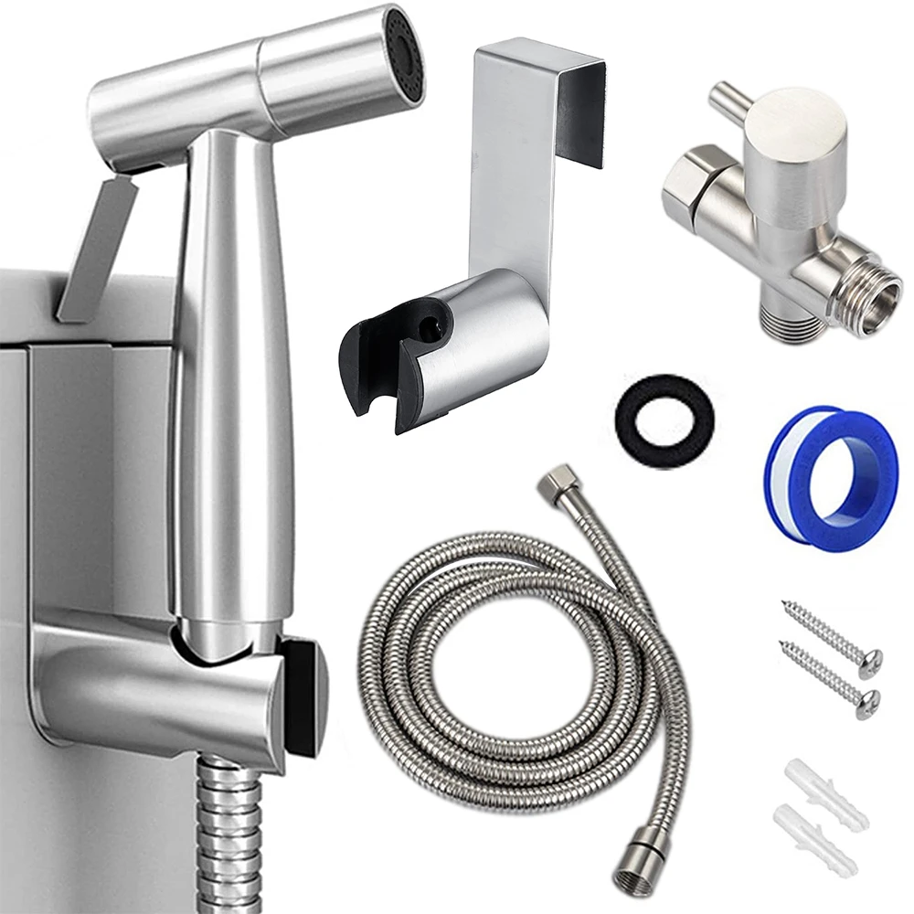 

Handheld Toilet Bidet Sprayer Set Kit Stainless Steel Hand Bidet faucet for Bathroom Hand Sprayer Shower Head Self Cleaning