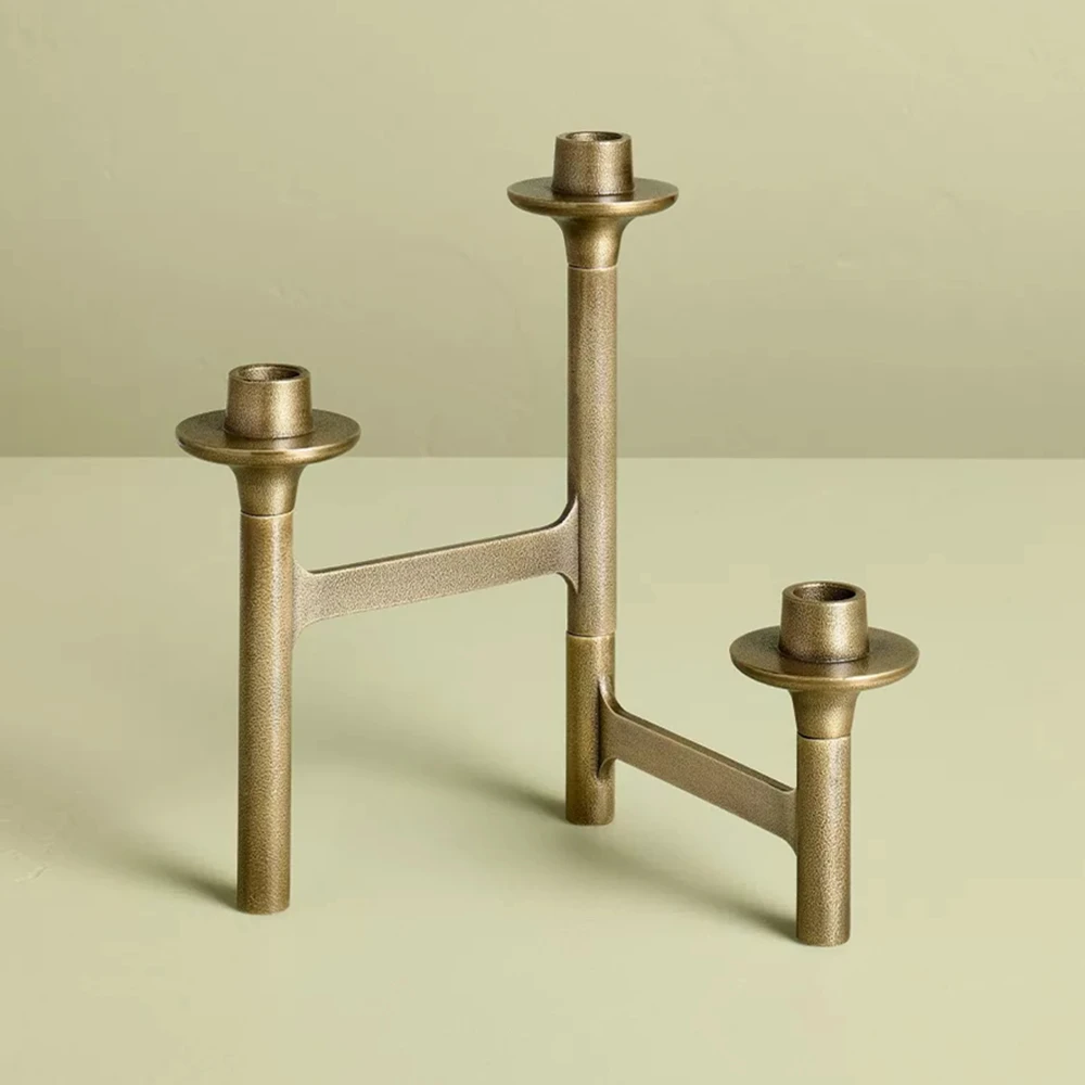 

Three-Headed Brass Taper Candle Holder,Vintage Gold Tall Candlestick Holder Decor for Home Table Centerpiece,Fireplace Mantel