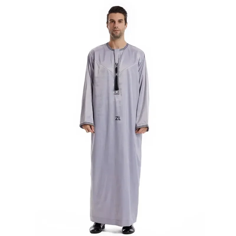 Sukienka Eid dla muzułmanów Jubba Thobe Mens Abaya Islamic Eid 2025 Ramadan Long Robe Saudi Musulman Wear Caftan Dubai Arab Dresses