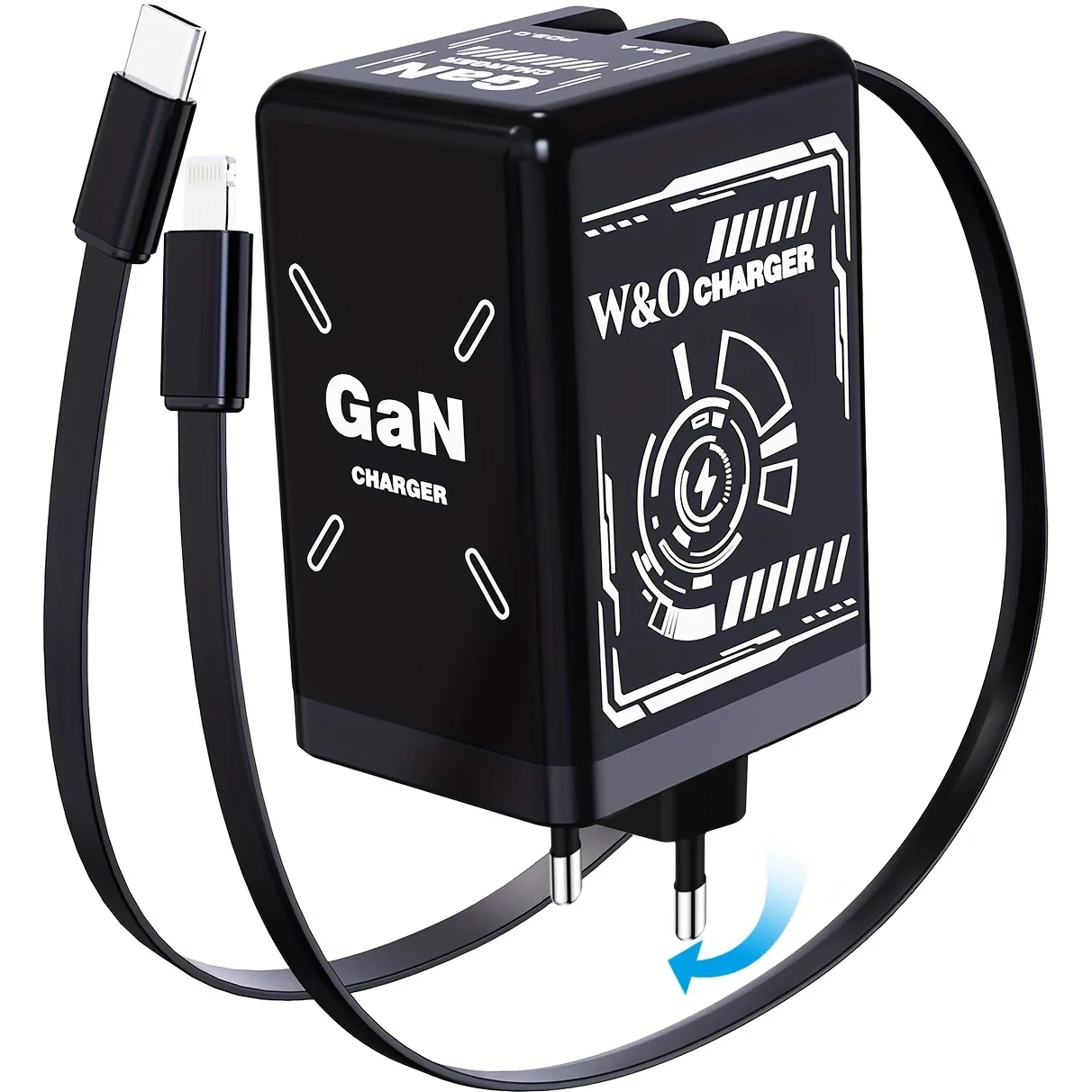 45W GaN Schnellladegerät mit Einziehbarem Typ-C-Kabel PPS PD3.0 Schnellladegerät für iPhone 16 15 Samsung S25 S24 Laptop Galaxy S25/24