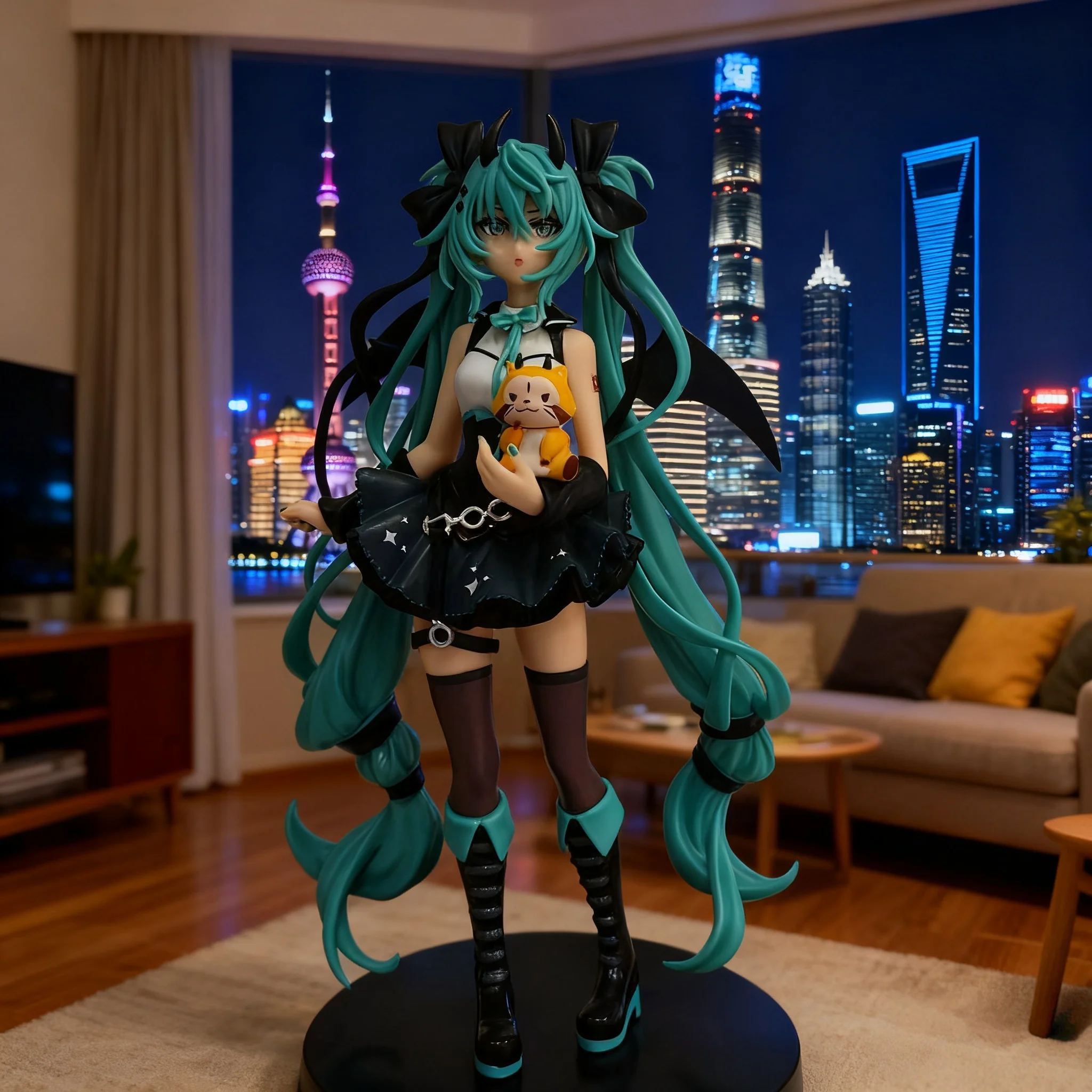 Новый 20 см аниме персонаж маленький дьявол шляпа три дерева енот темный ангел коробка украшение игрушка модель вентилятор подарок