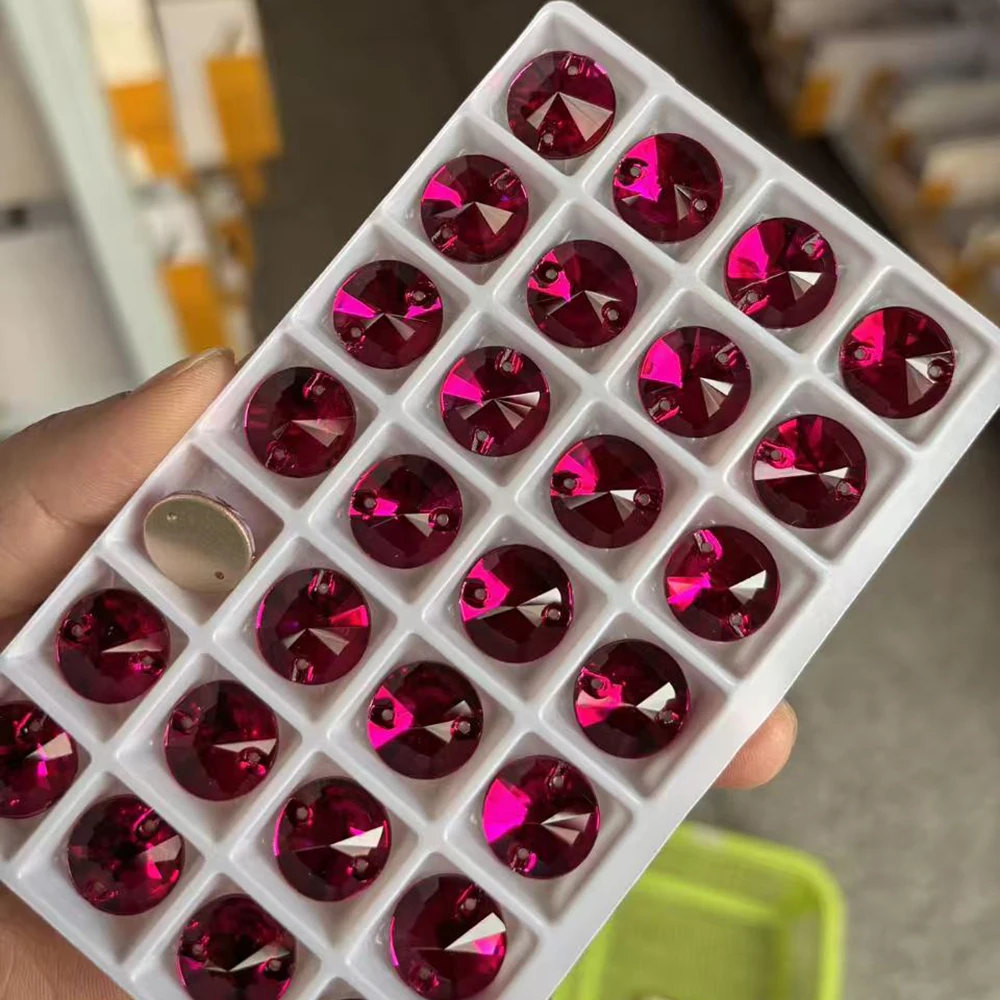 PUBRILEX Fuchsia Strasssteine zum Aufnähen, Glas, flache Rückseite, DIY-Nähzubehör, Kristallsteine zum Nähen für Taschen- und Kleidungsdekoration – Detail 4
