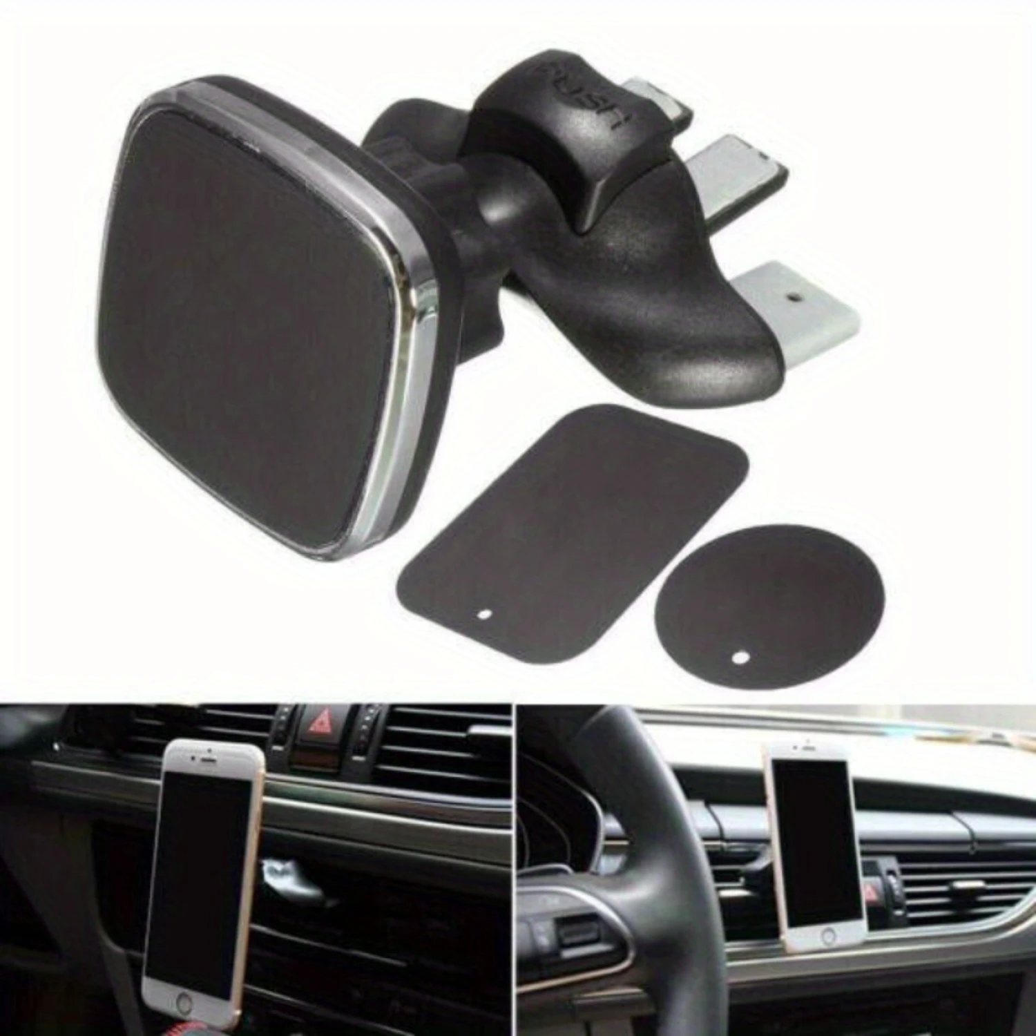 

Degree Rotatable Car Phone Holder - CD Slot & Air Vent Mount Cradle, Adjustable Rectangle Stand for Phone, Plastic, Compatible