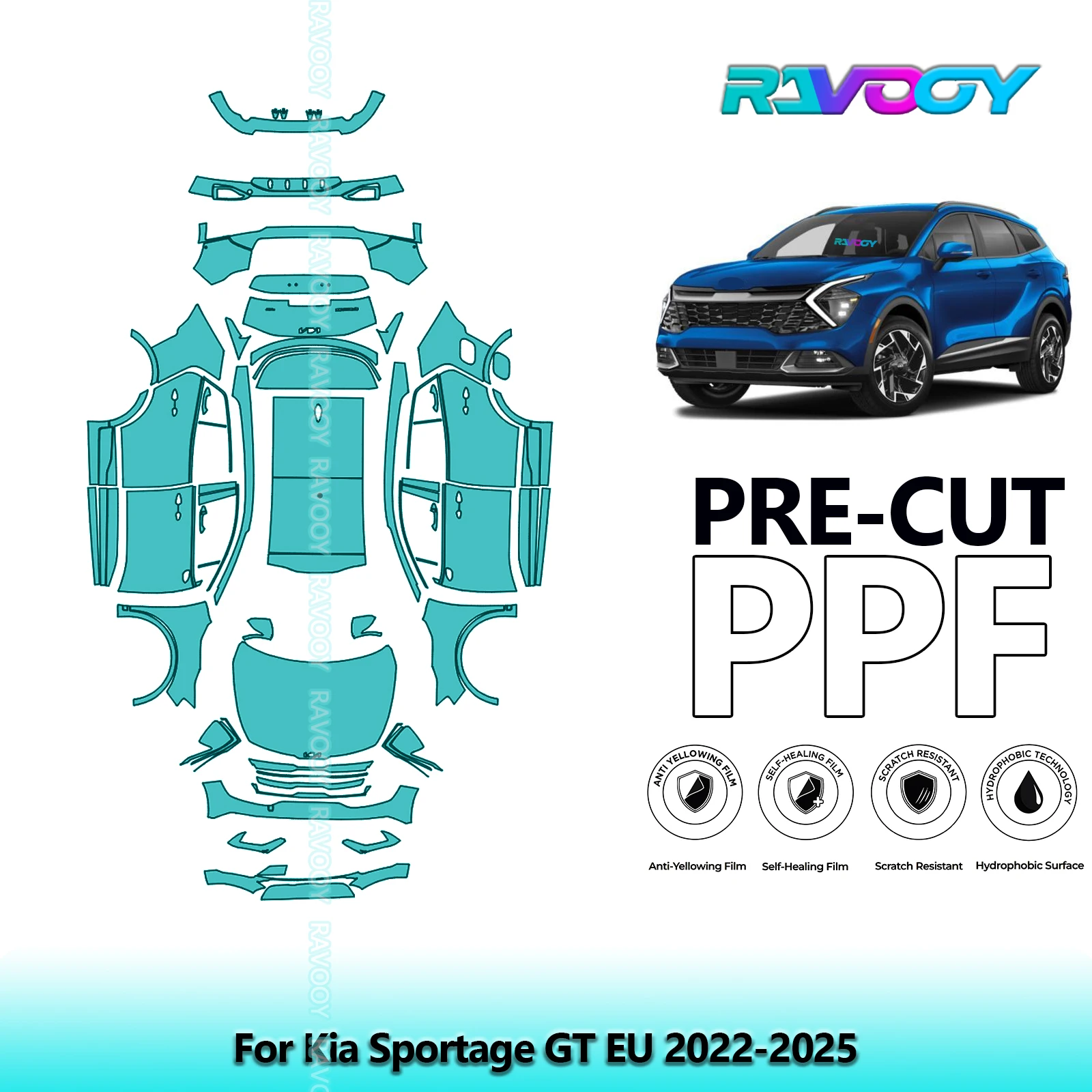 

8.5Mil Full Vehicle Precut PPF Paint Protection Film For Kia Sportage GT EU 2022-2025