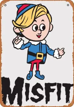 Metall Vintage Blechschild Retro Cartoon Hermey Elf Rudolph Misfit Weihnachten V2 Lustiges Plakette Poster für Indoor Outdoor Yard Man Cave