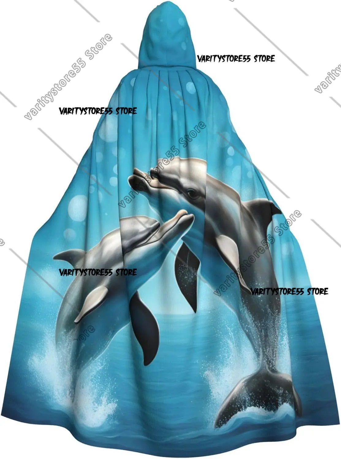 

Unisex robes capes Adult Dolphins in Love Print Hooded Cloak for Cosplay Halloween Carnival Costumes